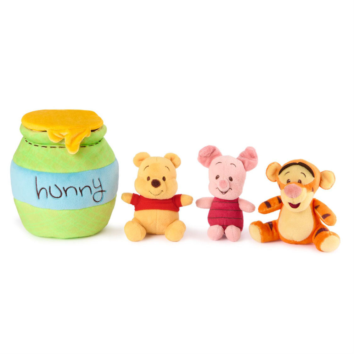 Gund Disney Winnie the Pooh Plush Playset with Pooh Bear, Piglet, and Tigger.