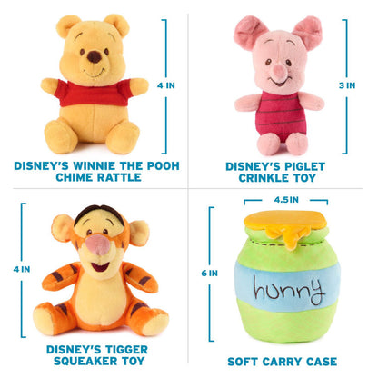 Gund Disney Winnie the Pooh Plush Playset with Pooh Bear, Piglet, and Tigger.