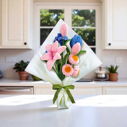 Hands Craft Pink & Blue Flower Bouquet Mix - Chenille Craft Kit