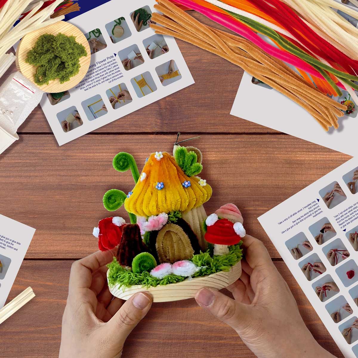 Hands Craft Mushroom House - Chenille Craft Kit