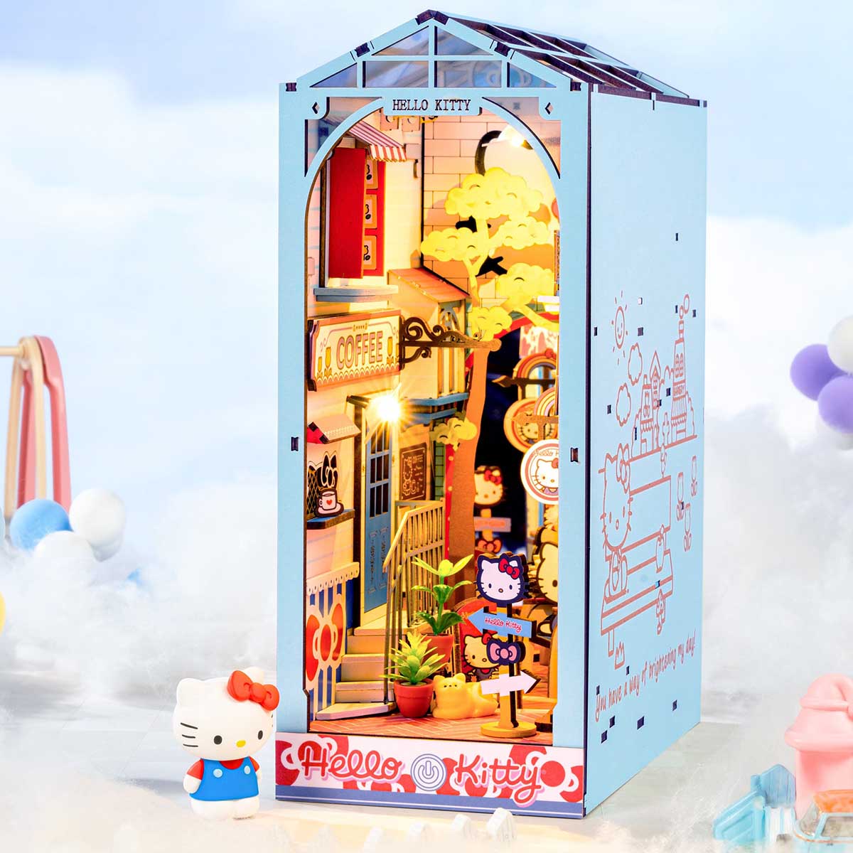 Hands Craft DIY Miniature Book Nook Kit Hello Kitty Town Square