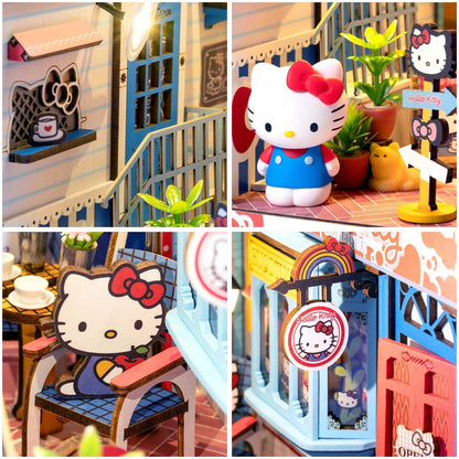 Hands Craft DIY Miniature Book Nook Kit Hello Kitty Town Square