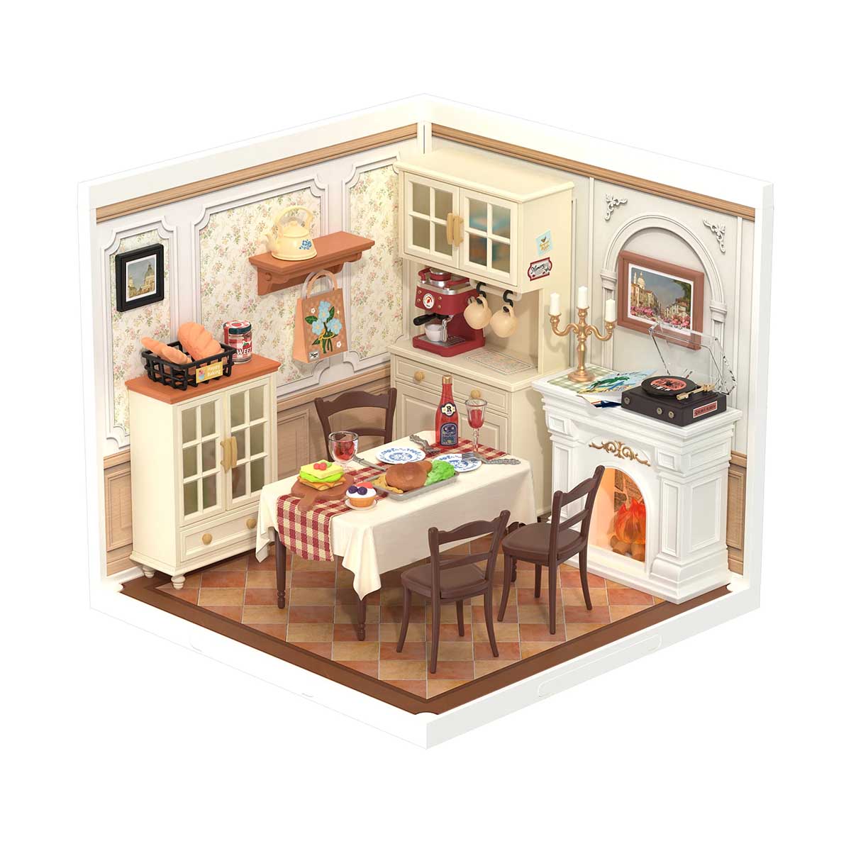 DIY Miniature House Kit - Warm Dining Room