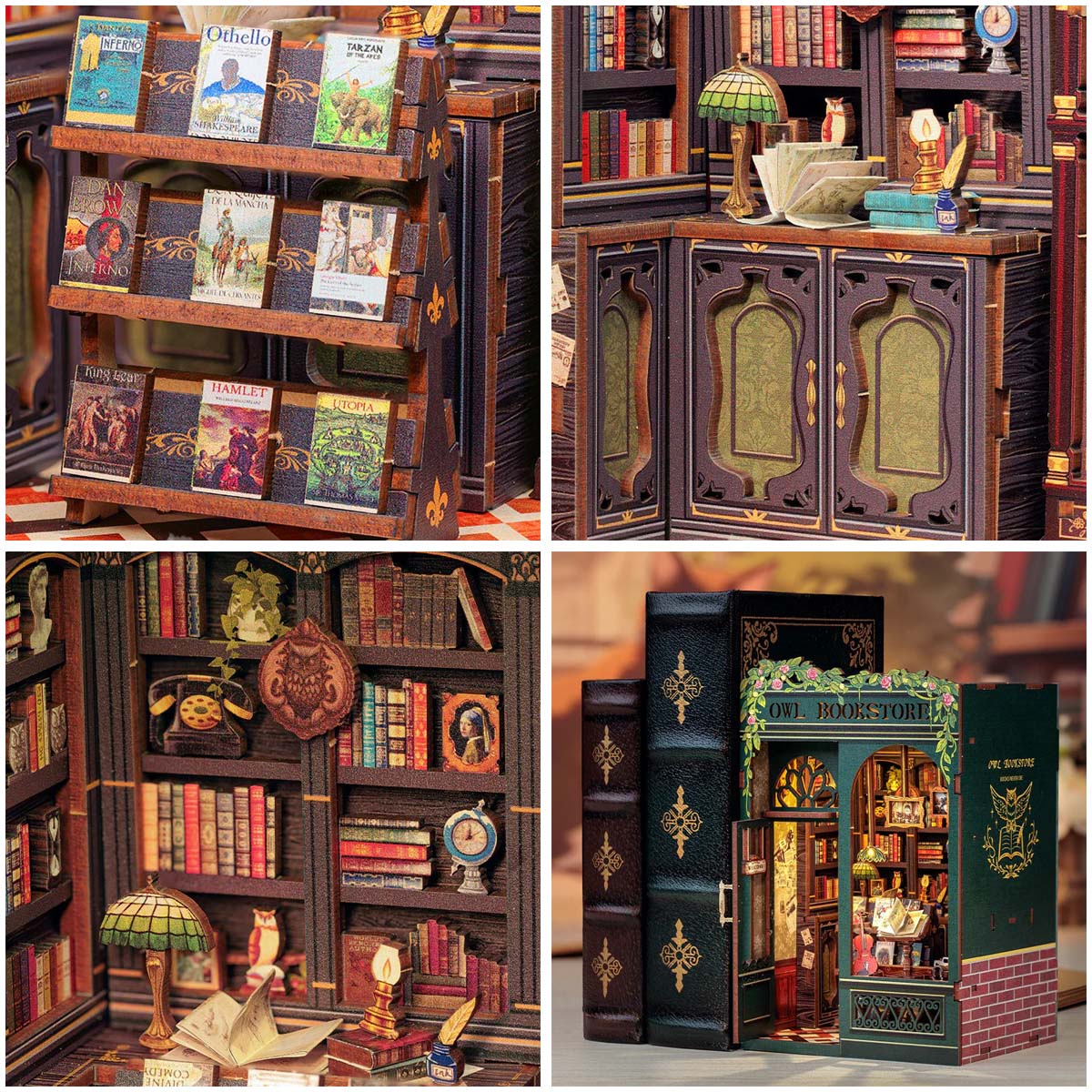 Owl Bookstore DIY Book Nook Kit by Hands Craft