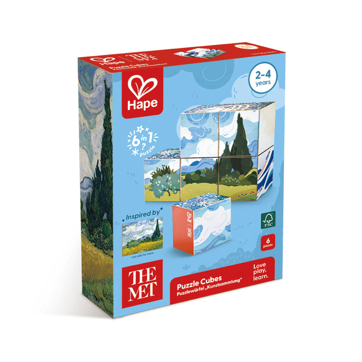 6 Works of Art - Puzzle Cubes - Hape x The Met