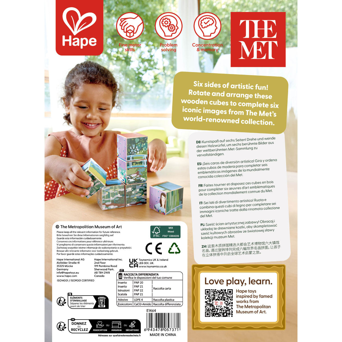 6 Works of Art - Puzzle Cubes - Hape x The Met