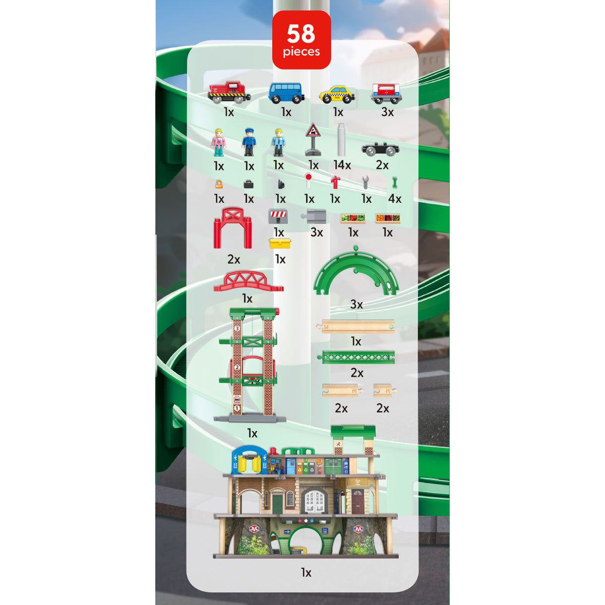 Hape Multi-Level Railway City Set