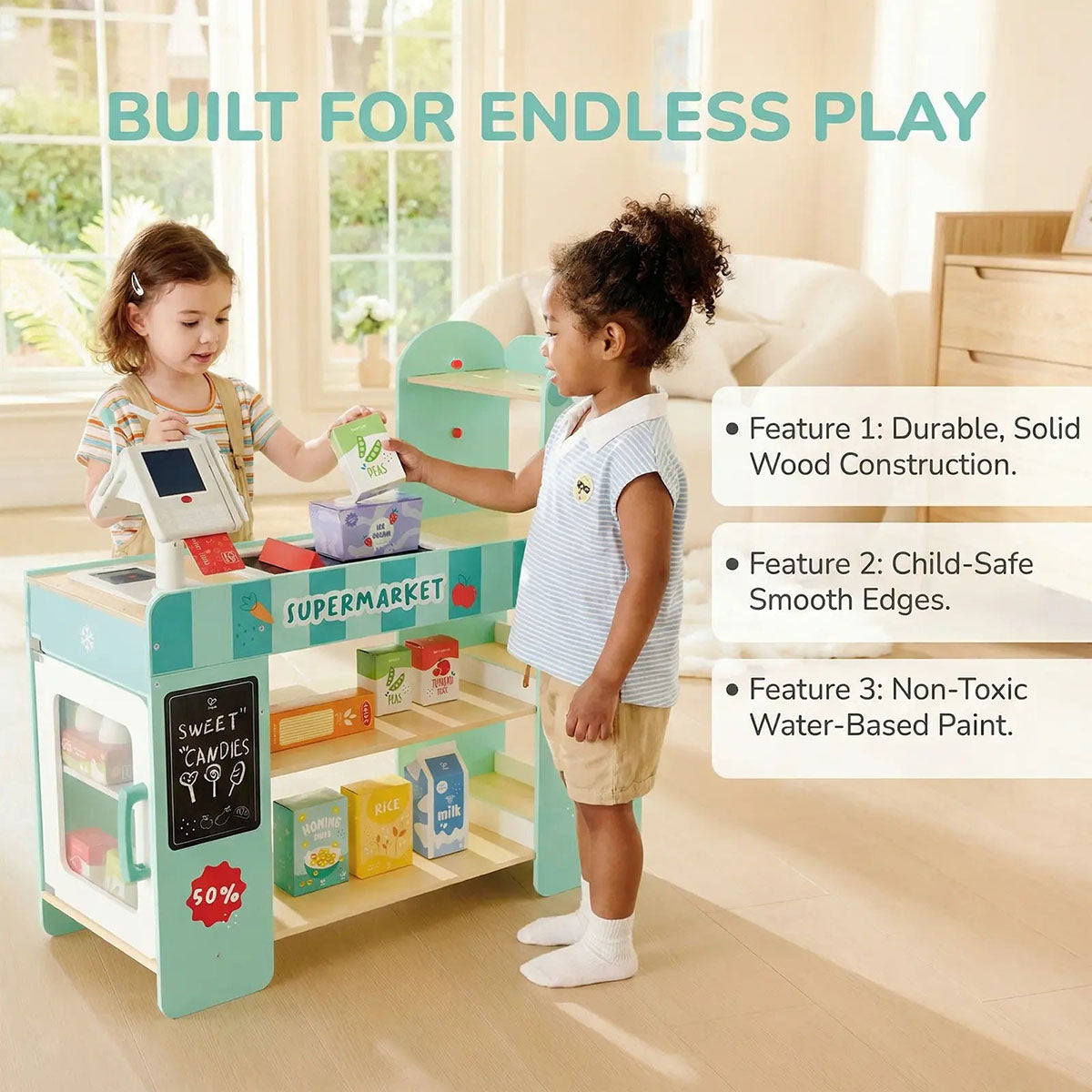 Hape Smart and Wooden Supermarket Play Set