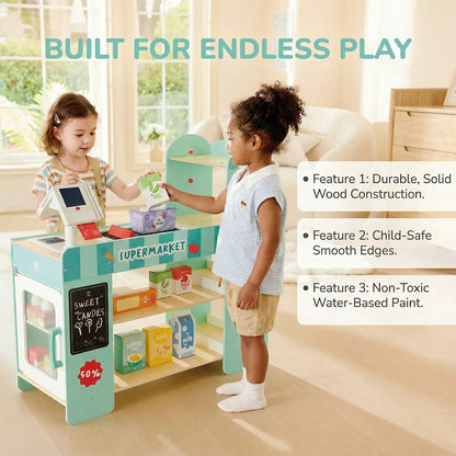 Hape Smart and Wooden Supermarket Play Set