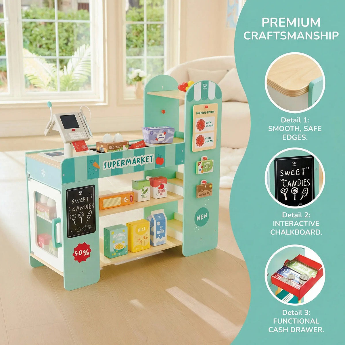 Hape Smart and Wooden Supermarket Play Set