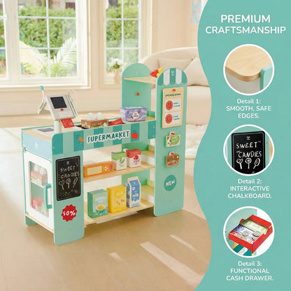 Hape Smart and Wooden Supermarket Play Set