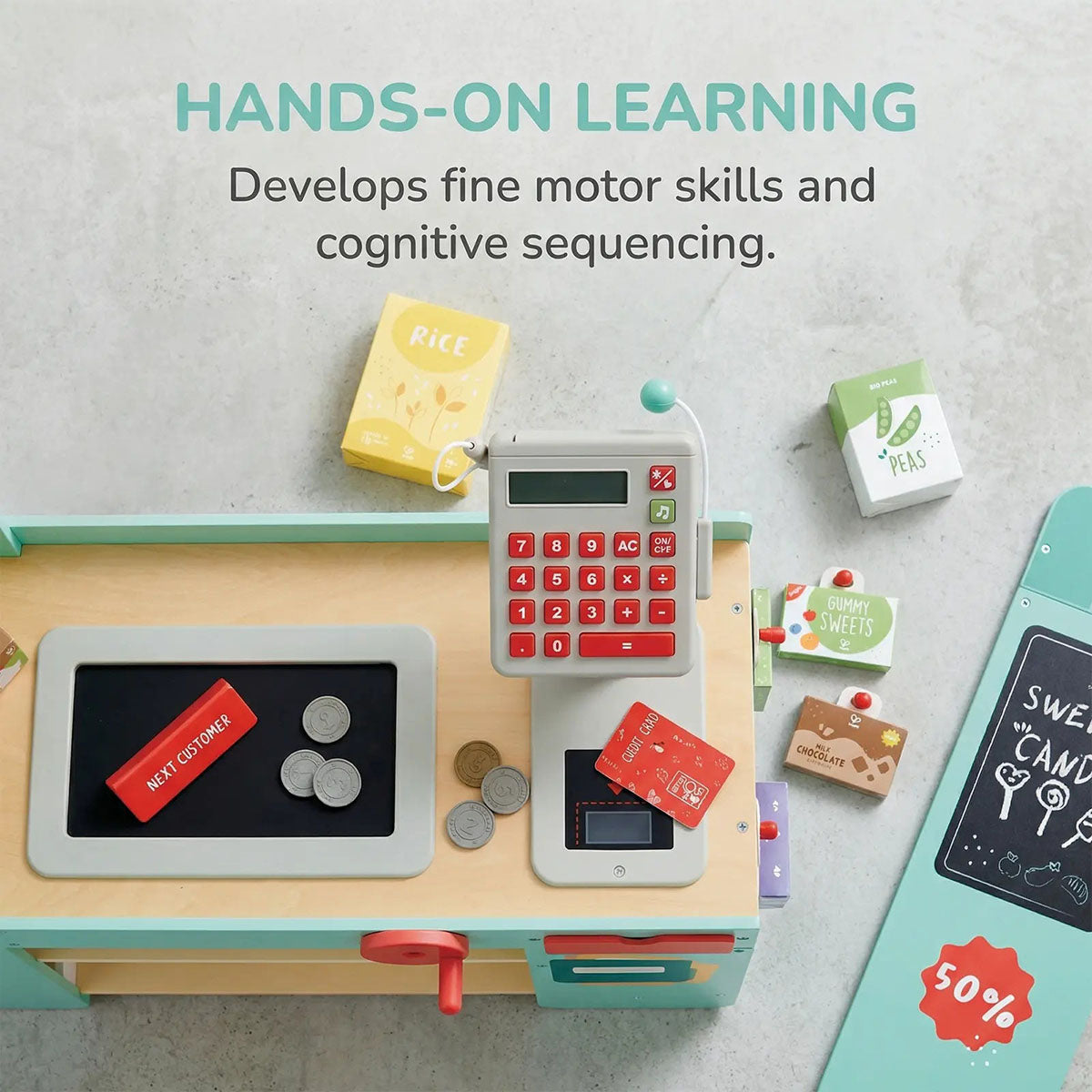 Hape Smart and Wooden Supermarket Play Set