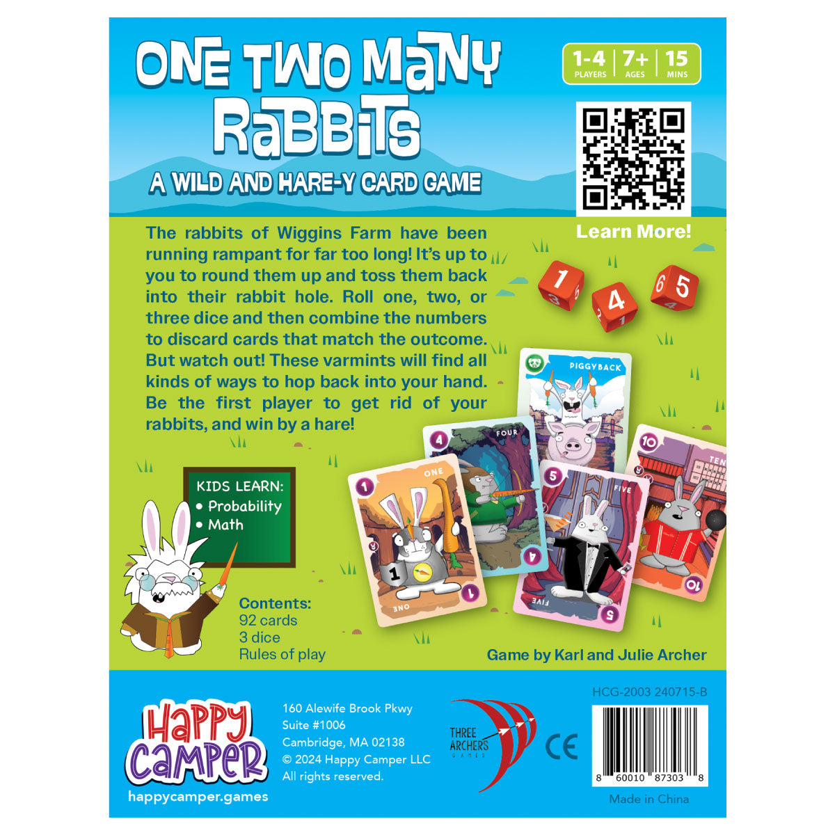 Happy Camper Games One Two Many Rabbits Card Game