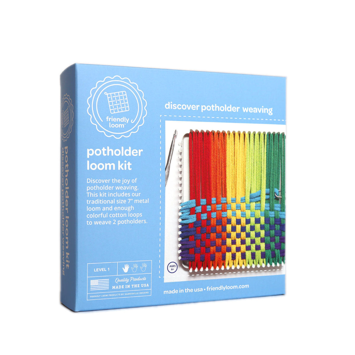 Harrisville Designs Friendly Loom Potholder Loom Kit - 7” Traditional Size