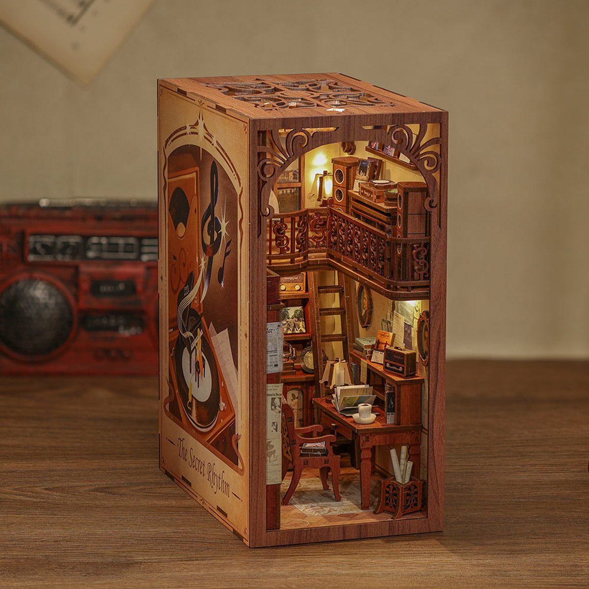 DIY Miniature Kit Book Nook, The Secret Rhythm with Dust Cover, from Hands Craft.