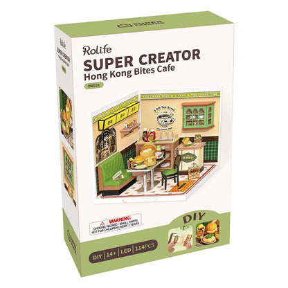 DIY Miniature House Kit - Hong Kong Bites Cafe - Rolife Super Creator - Hands Craft