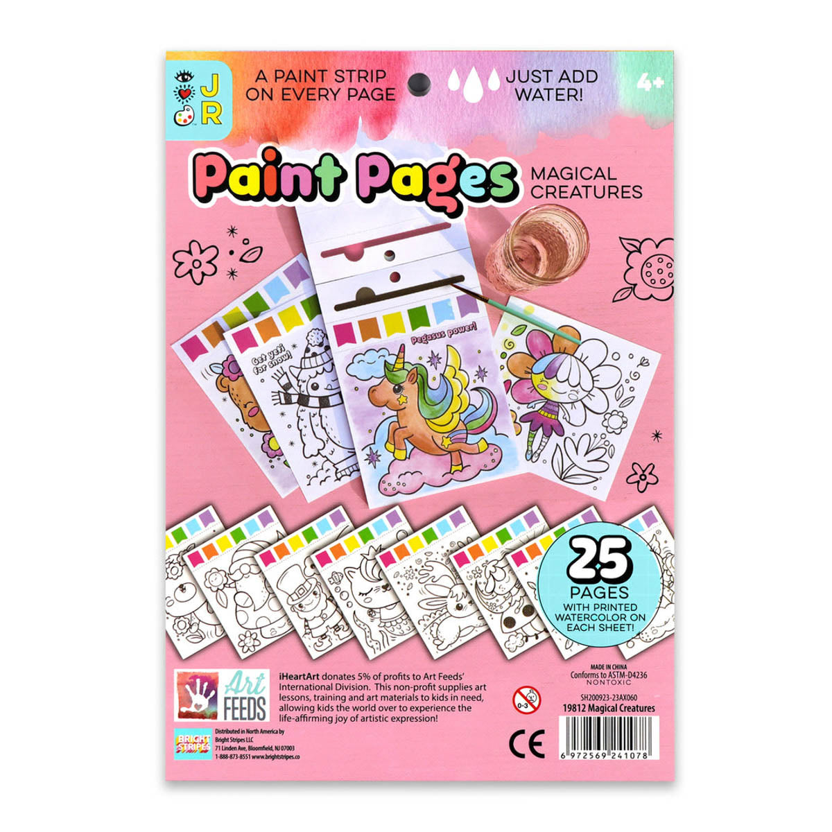 iHeartArt JR Paint Pages, Magical Creatures, from Bright Stripes. A paint strip on every page; just add water; 25 pages.