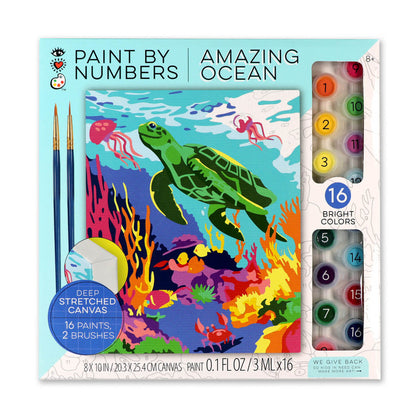 iHeartArt JR Art on the Go! Amazing Ocean, from Bright Stripes. Paint by Numbers. Stretched canvas.