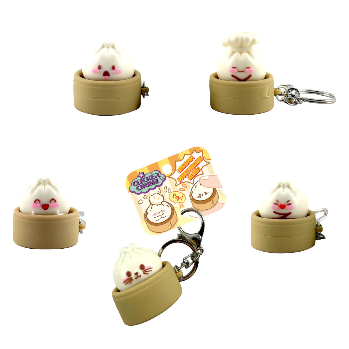 Incredible Group Charm Chumz Clicker Buns Fidget clip keychains styles 