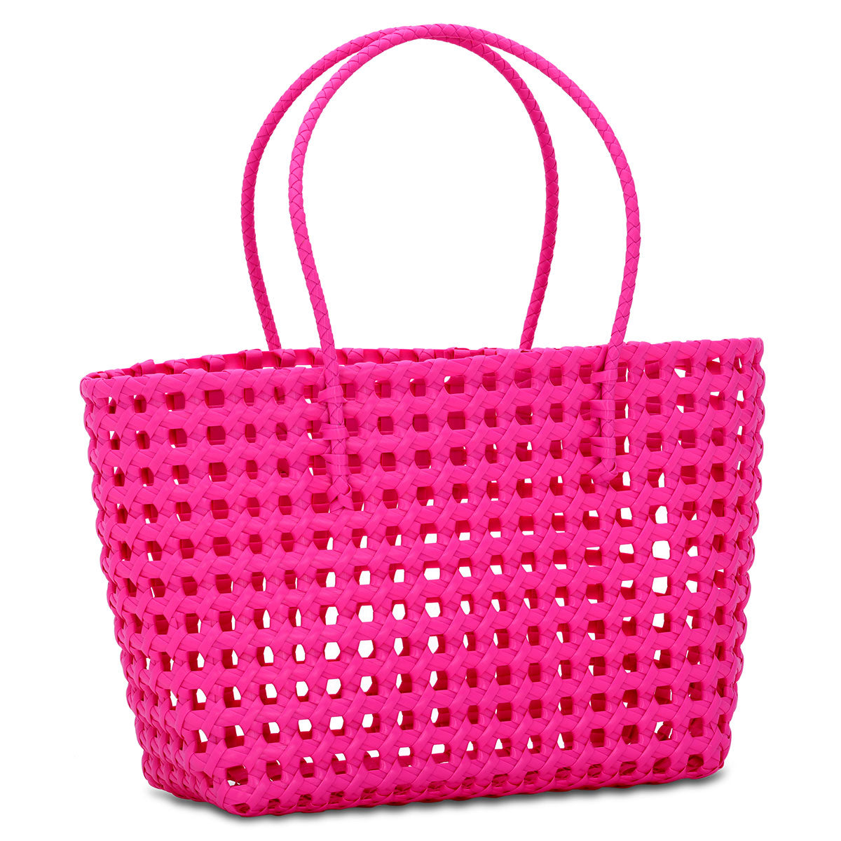 Large Pink Woven Tote Bags