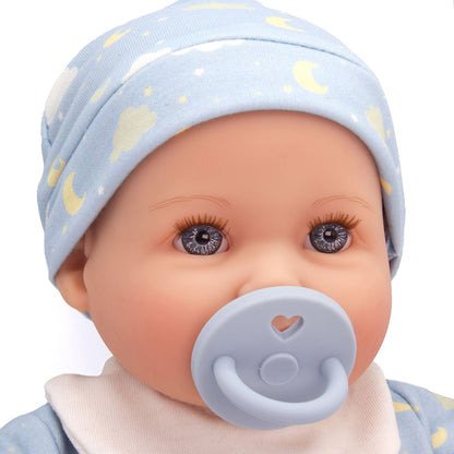 JC Toys Bonbebe Feel My Heart Beat Caucasian Baby Doll 15.5” Deluxe 16 Piece Set - Blue