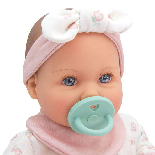 JC Toys Bonbebe Feel My Heart Beat Caucasian Baby Doll 15.5” Deluxe 16 Piece Set - Pink