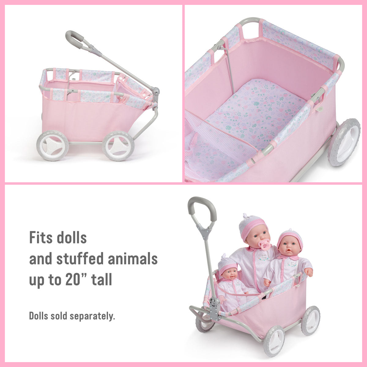 Berenguer Boutique Deluxe Doll Wagon - Pink Floral Collection