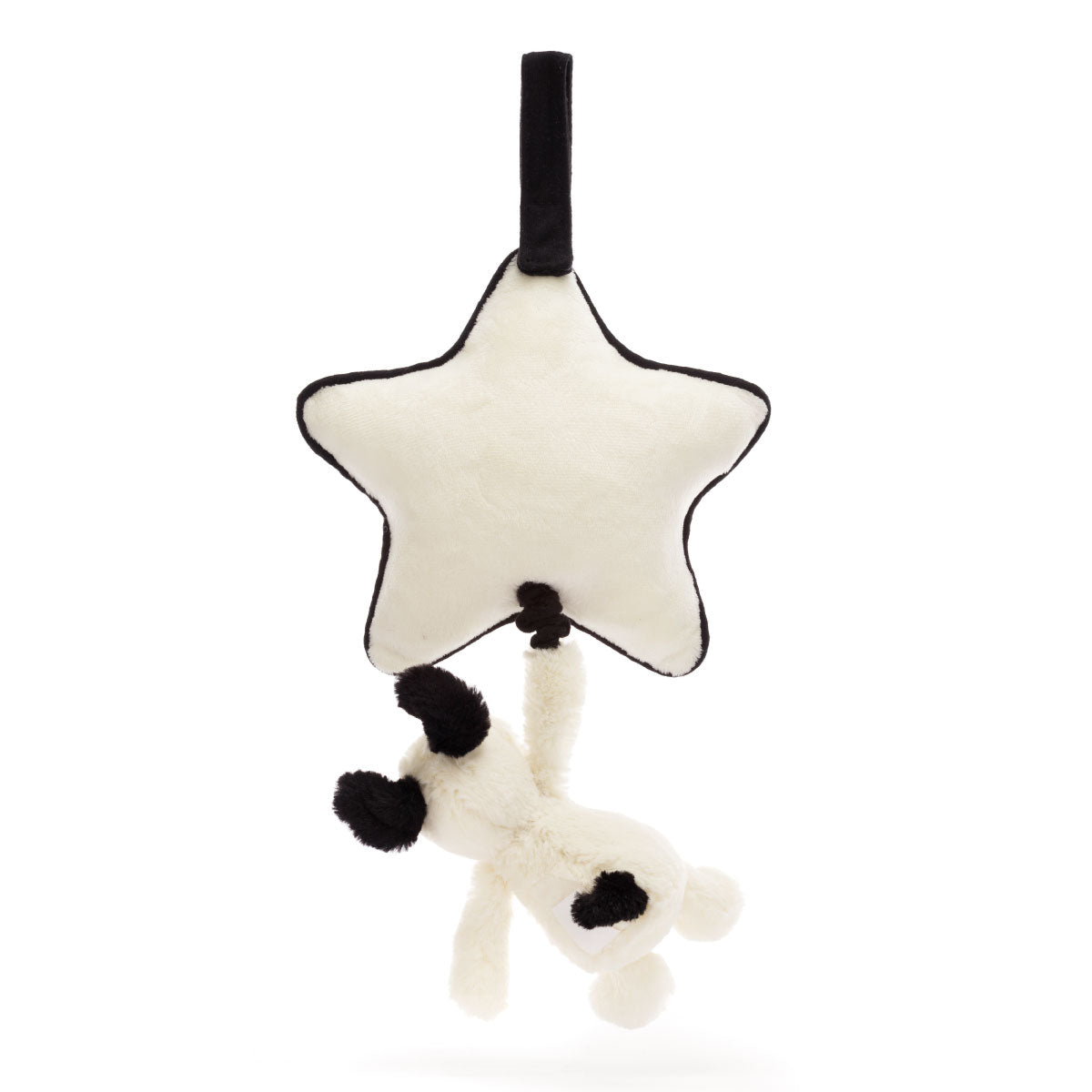 Jellycat Bashful Black & Cream Puppy Musical Pull