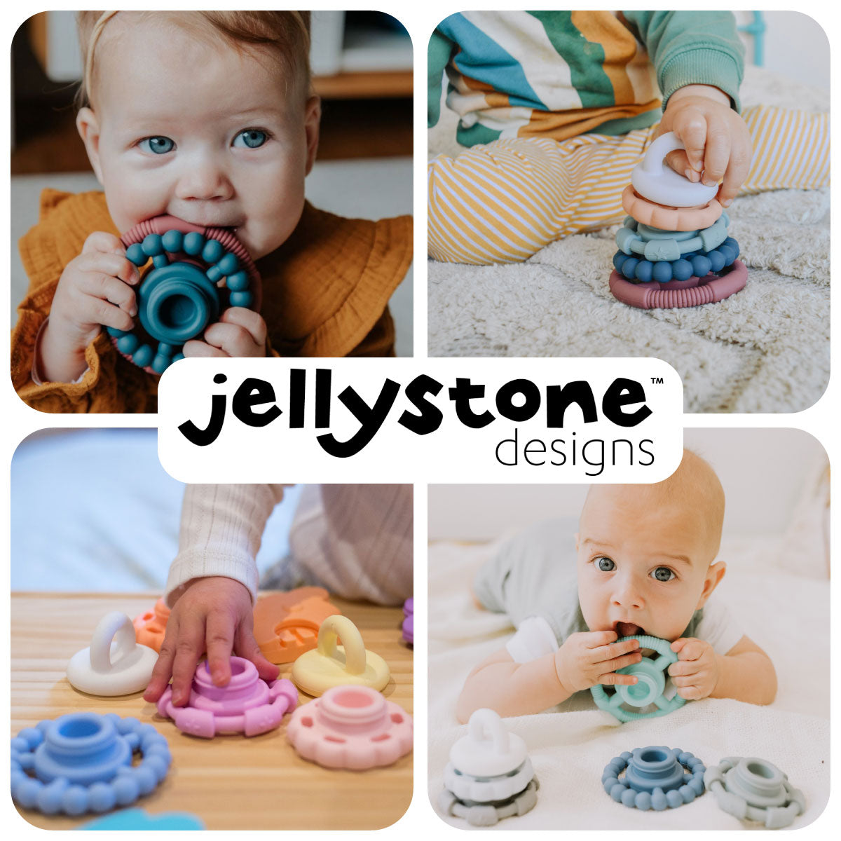 Jellystone Designs Silicone Rainbow Stacker - Earth Tones