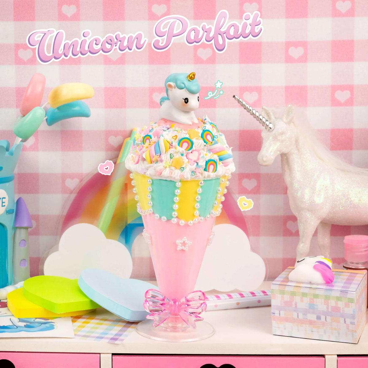 Kawaii Slime Play & Display Unicorn Parfait Clay Cafe Kit