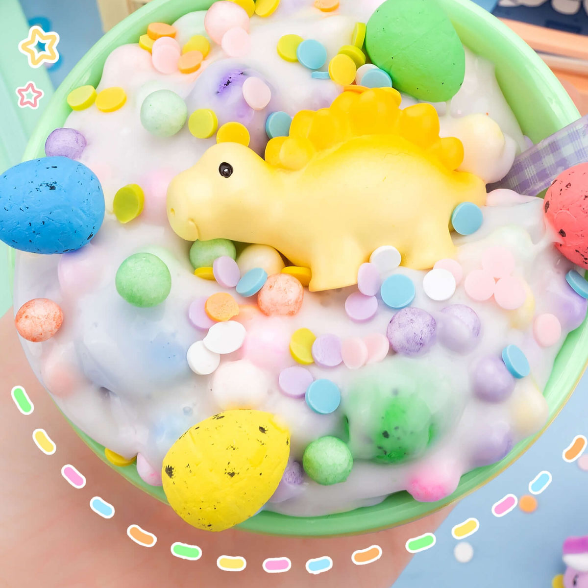 Kawaii Slime Dino Cereal Crunchy Slime