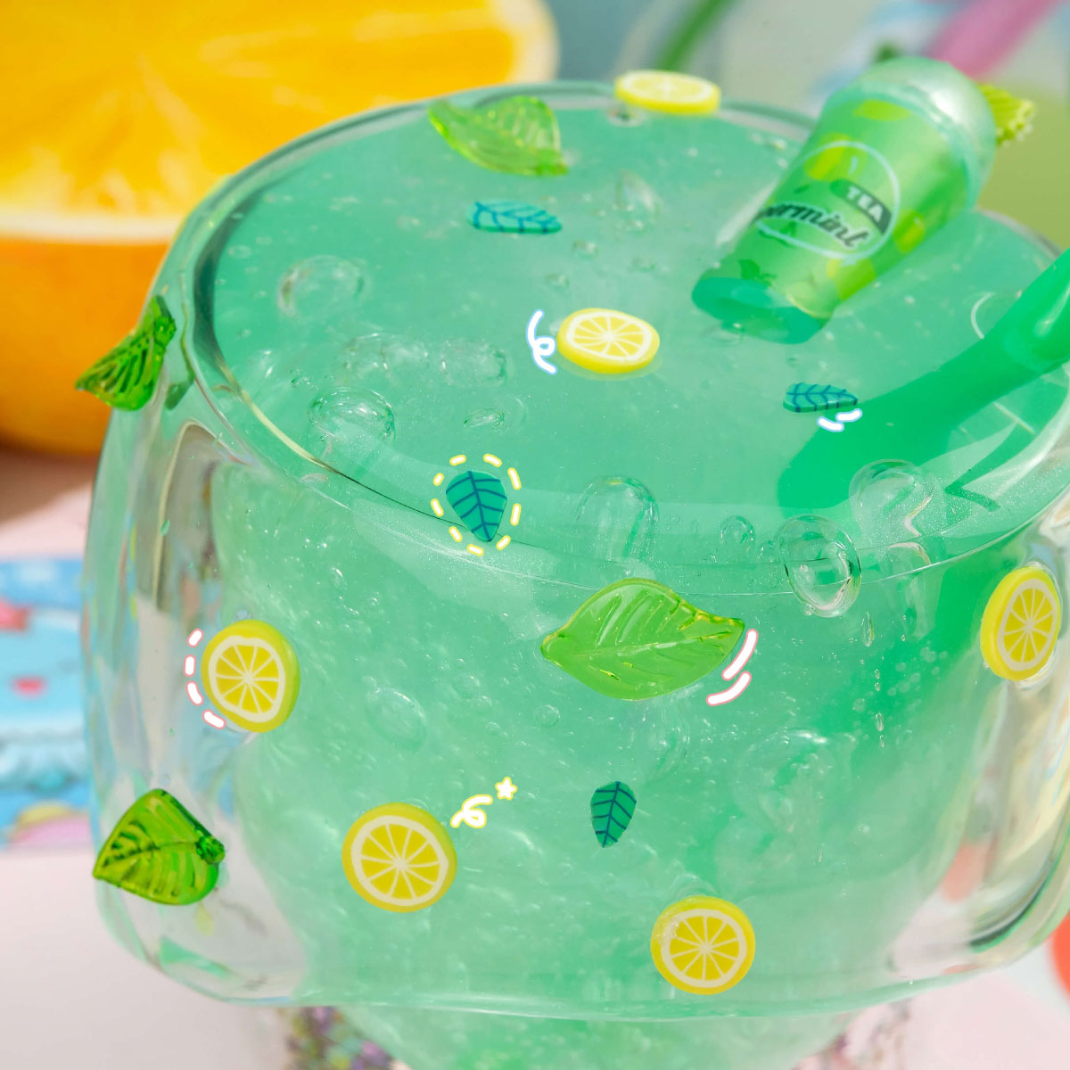 Kawaii Slime Peppermint Tea Clear Slime