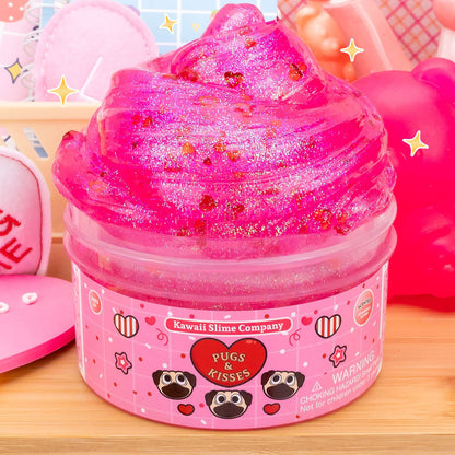 Kawaii Slime Pugs & Kisses Clear Slime