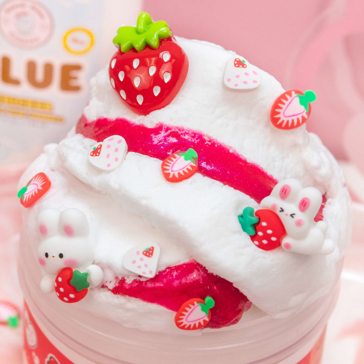 Kawaii Slime Straw-Bunny Sponge Cake Cloud Creme Slime