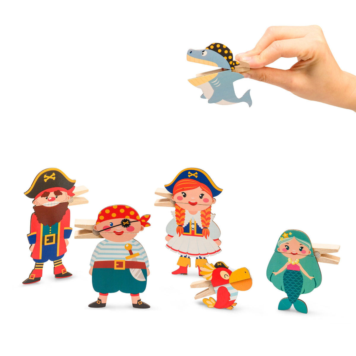 Kipod Wooden Clothespin Puppets - Pirates