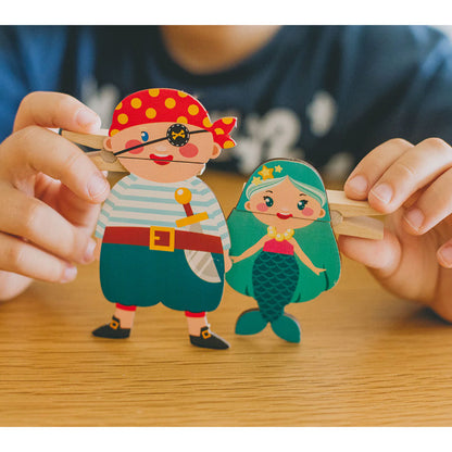 Kipod Wooden Clothespin Puppets - Pirates