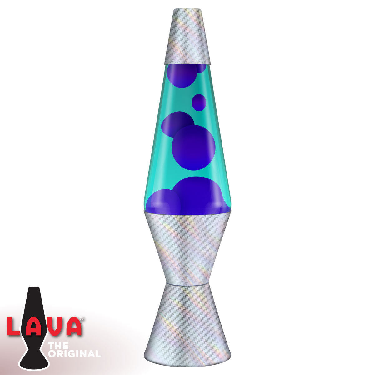 Purple Wax + Holographic Silver Base 14.5” Lava Lamp