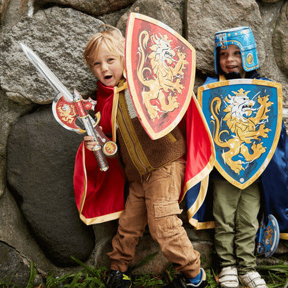 Liontouch children playing in Noble Knight Red and Blue outfits