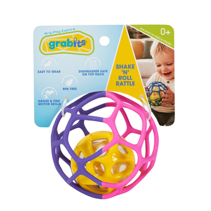 Purple and Pink Grabits Shake N Roll Rattle Ball