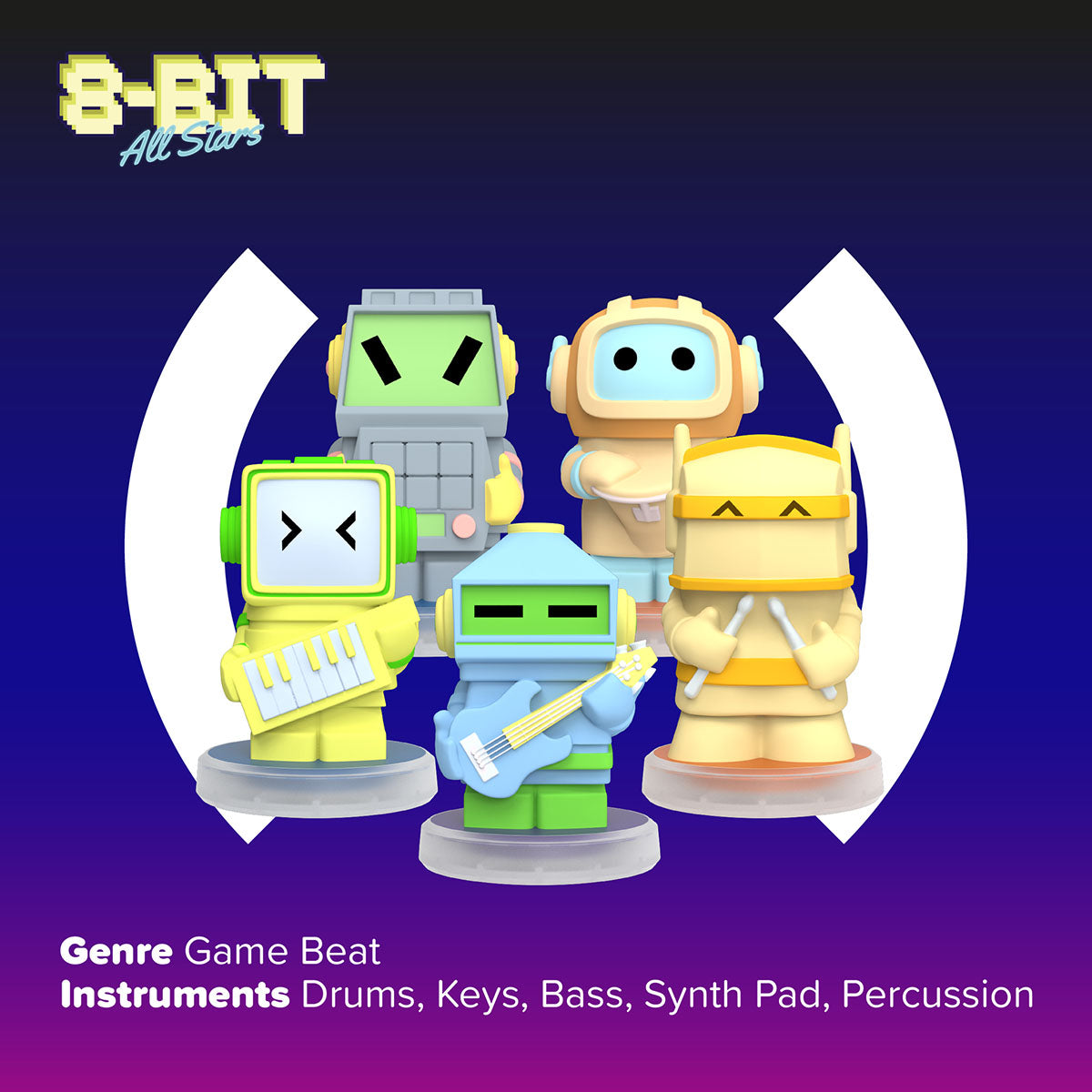 Loops Lab Band 8 Bit Allstars Game Music 5 Figurines Set