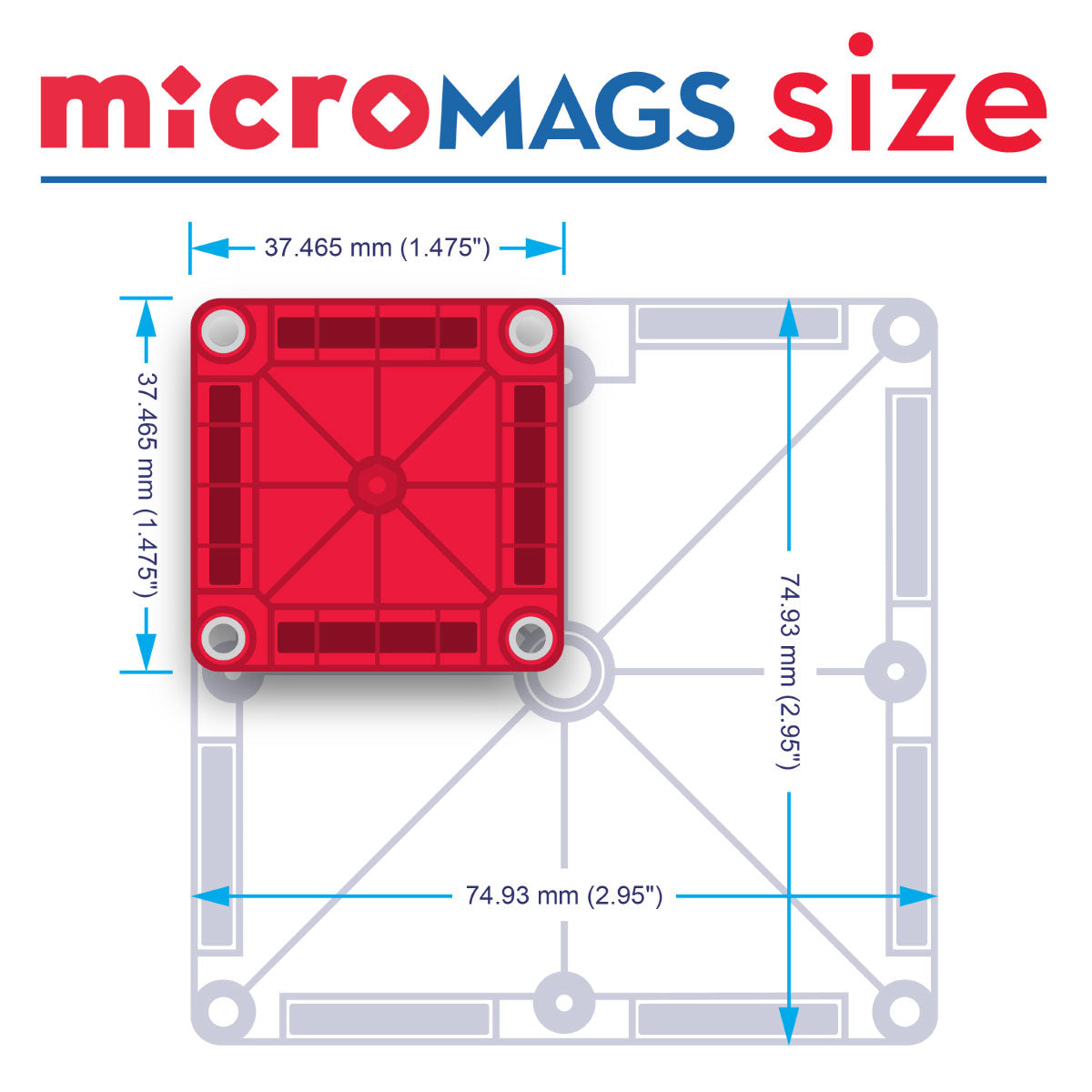 Magna-Tiles microMAGS size compared to regular Magna-Tiles