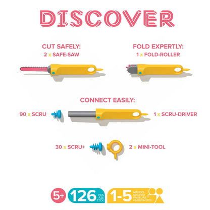 Makedo Discover Kit With Tools - 126pc