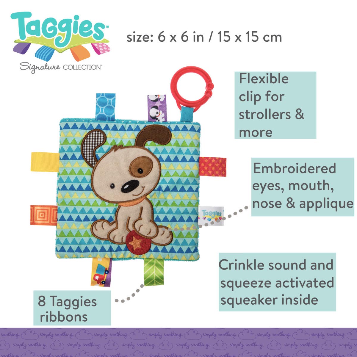 Taggies Crinkle Me 6x6 Square - Brother Puppy