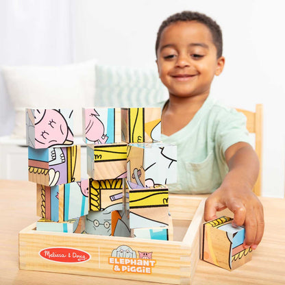 Melissa & Doug Elephant & Piggie Wooden Cube Puzzle