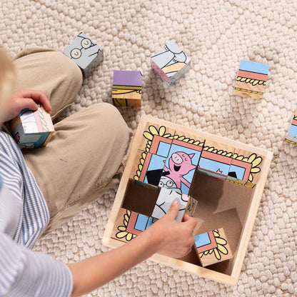 Melissa & Doug Elephant & Piggie Wooden Cube Puzzle
