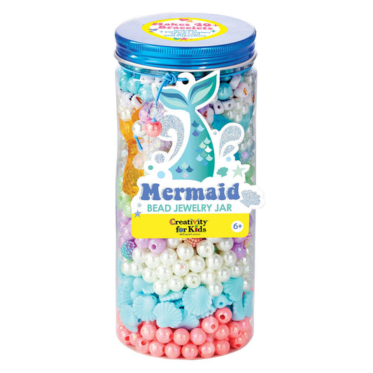 Mermaid Bead Jewelry Jar by Creativity for Kids on white background.