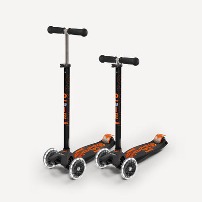 Micro Kickboard Maxi Deluxe LED Scooter - Black & Orange