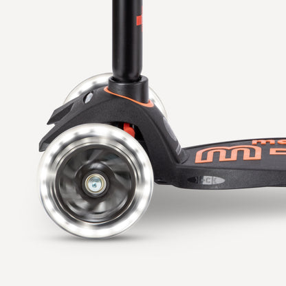 Micro Kickboard Maxi Deluxe LED Scooter - Black & Orange
