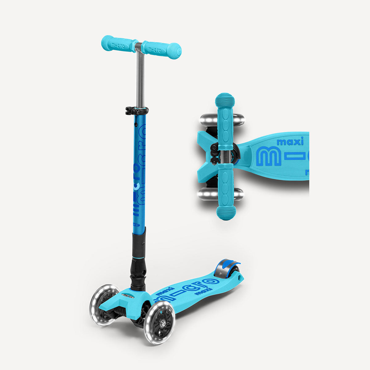 Maxi Deluxe Foldable Scooter LED Wheels - Bright Blue