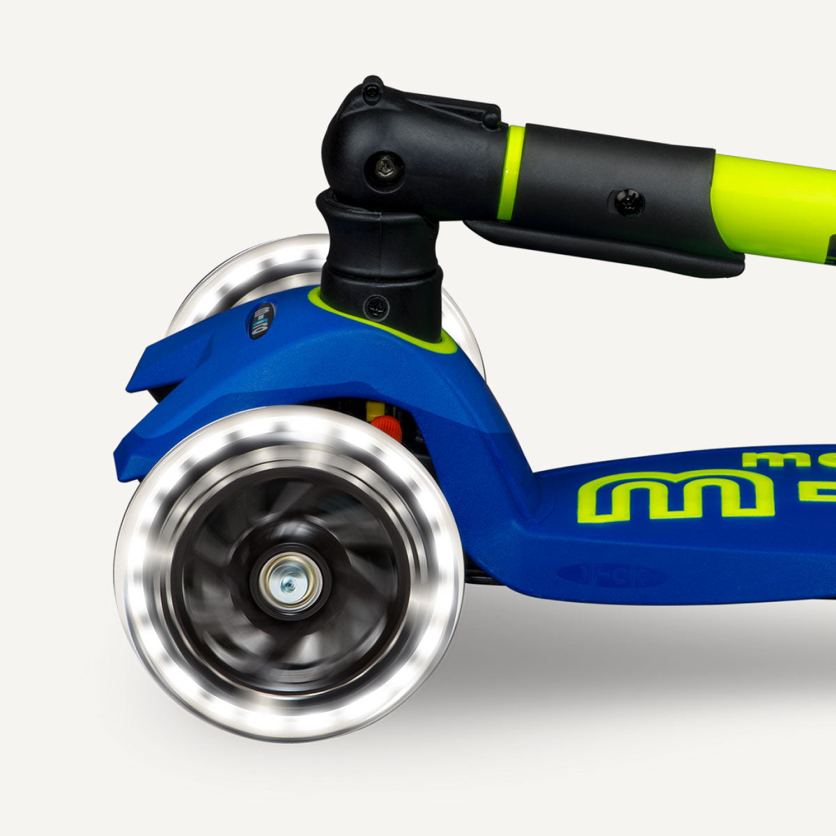 Maxi Deluxe Foldable Scooter LED Wheels - Neon Canary Yellow and Blue